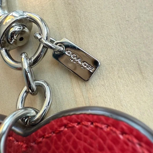 COACH Leather Heart Bag Charm & Keychain | Red / Silver | EUC - Picture 5 of 6